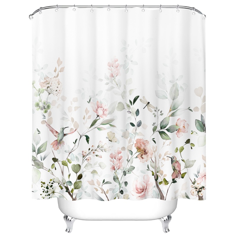 Leaves Floral Single Shower Curtain + Hooks