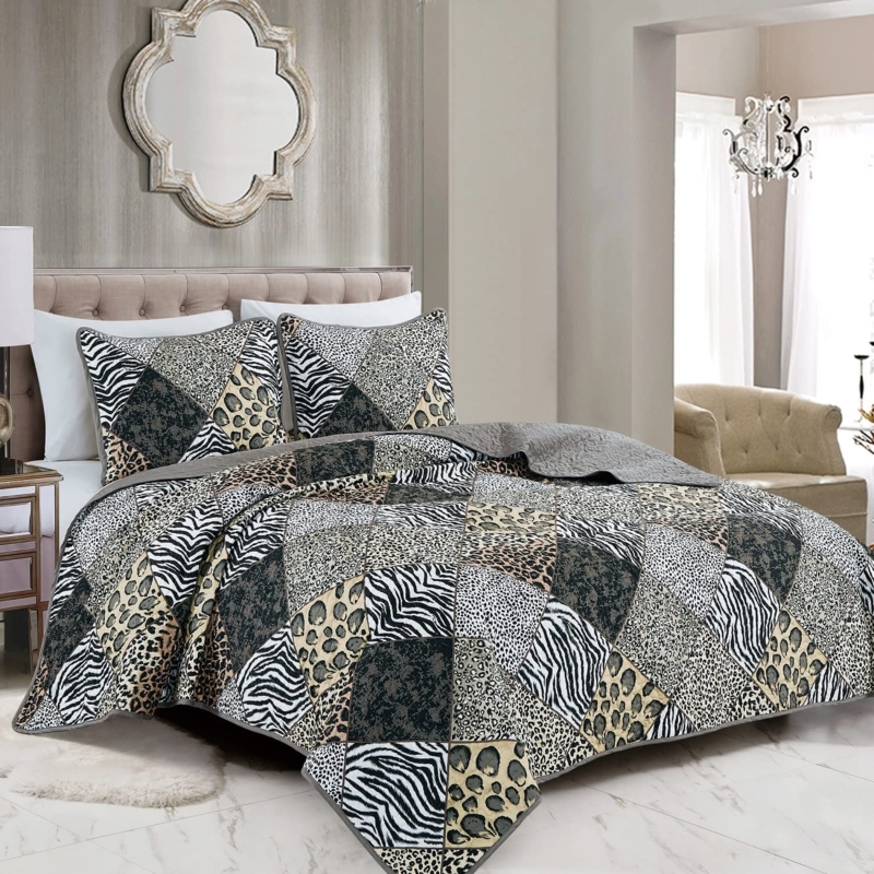 3 Piece Animal Print Bedspread Set