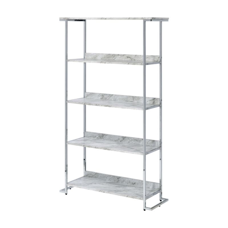 Faux Marble Bookcase with Metal Frame