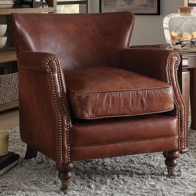 Leeds 24" Wide Top Grain Leather Armchair