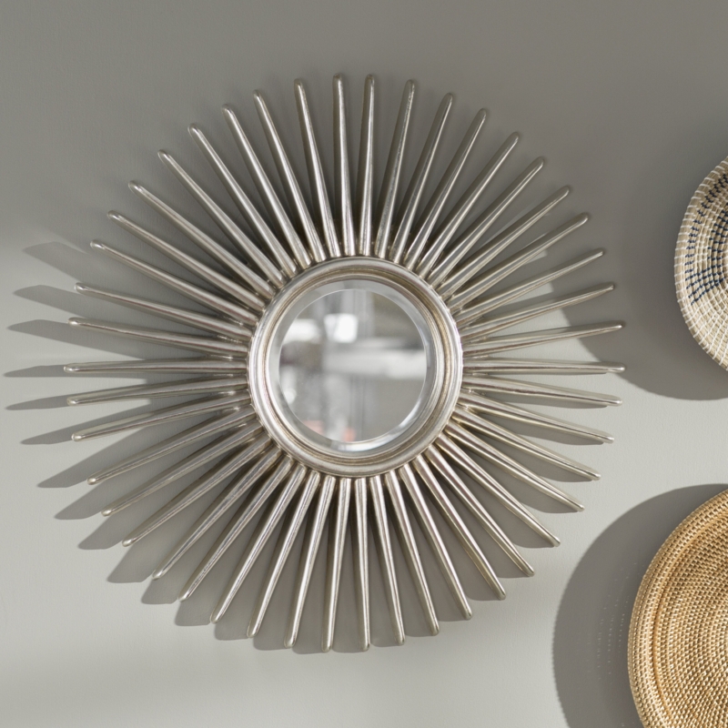 Silver Leaf Sunburst Wall Mirror