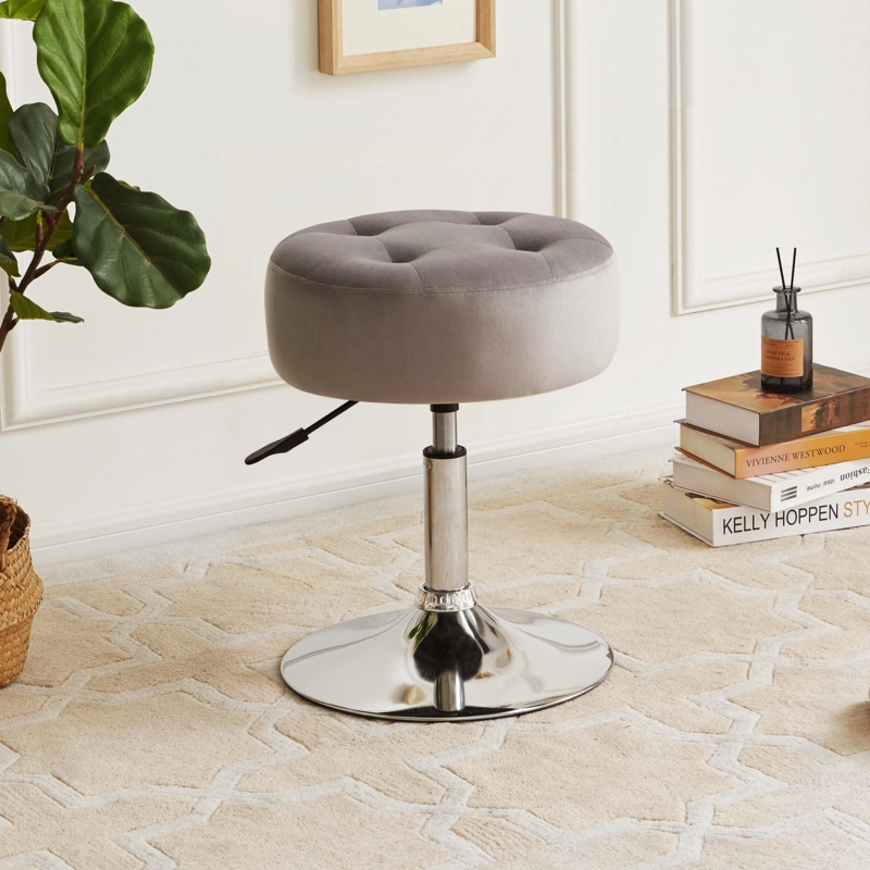 Contemporary Adjustable Velvet Stool