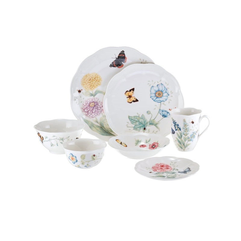 Lenox Butterfly Meadow Porcelain China Dinnerware Set - Service for 4