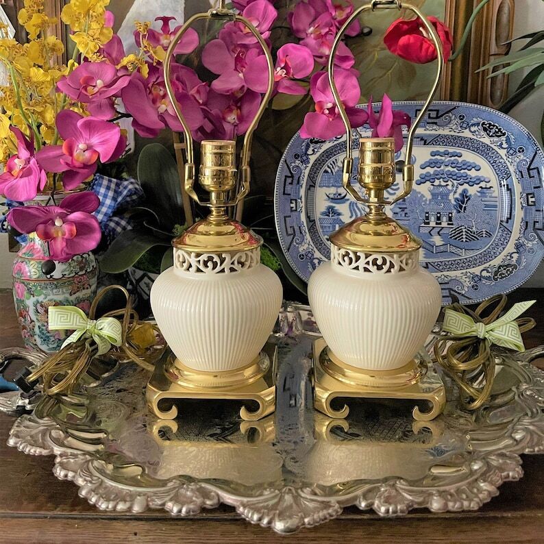 Lenox Lamps With Brass Curled Feet