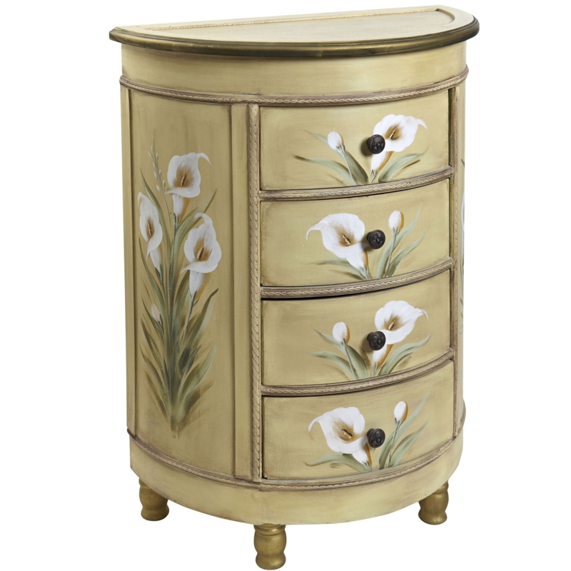 Antique-Style Cabinet with Floral Art