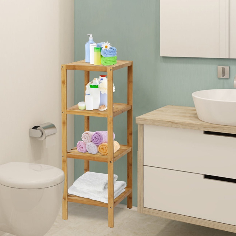 Leonaldo Solid Wood Freestanding Bathroom Shelves