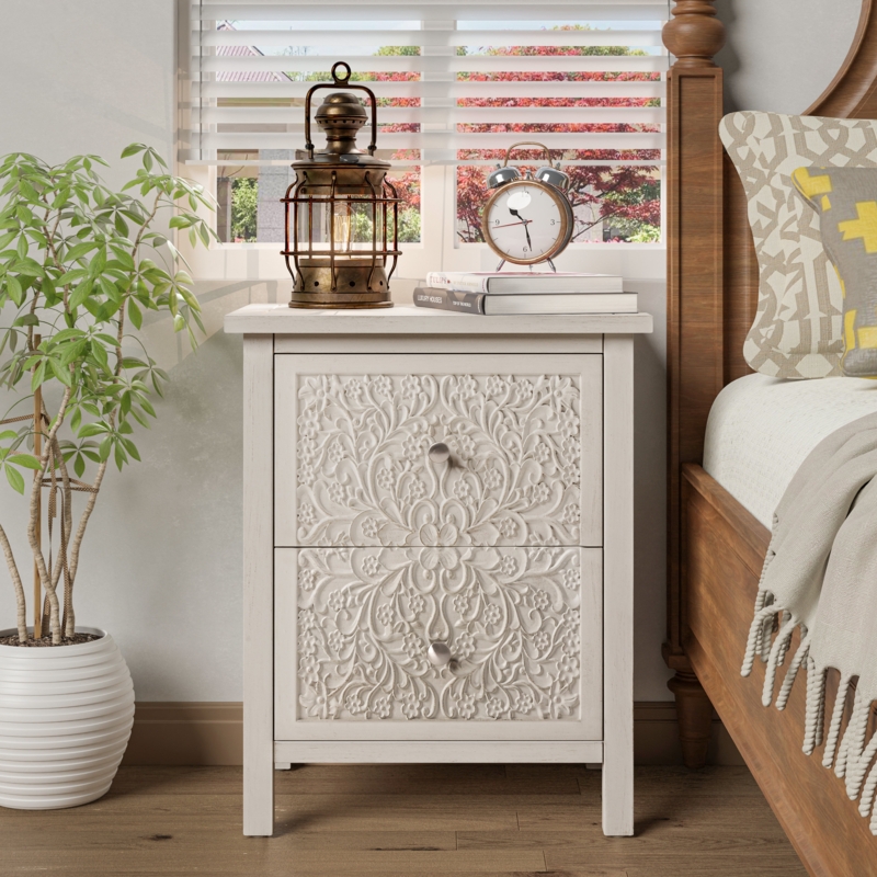 Filigree-Inspired Wooden Nightstand