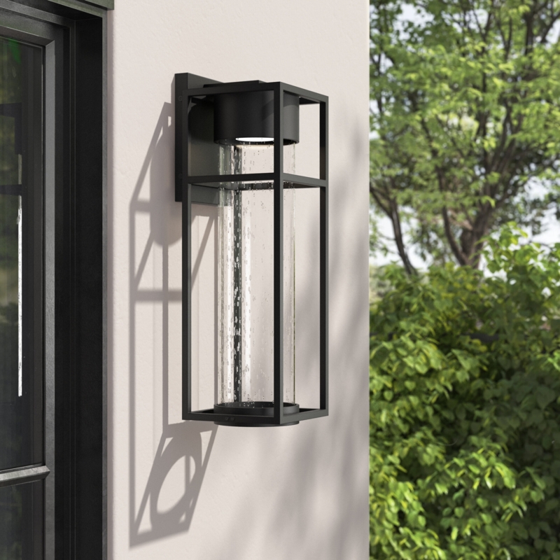 Large Outdoor Wall Light with Textured Glass Shade