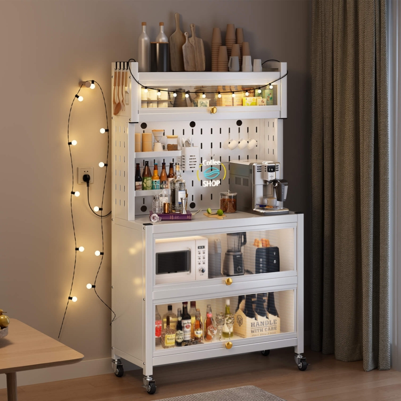 Split Function 5-Tier Storage Shelves with Pegboard