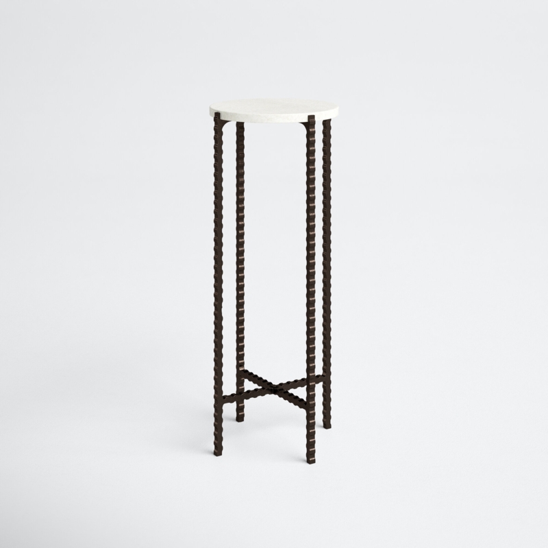 Marble Top Plant Table with Iron Legs