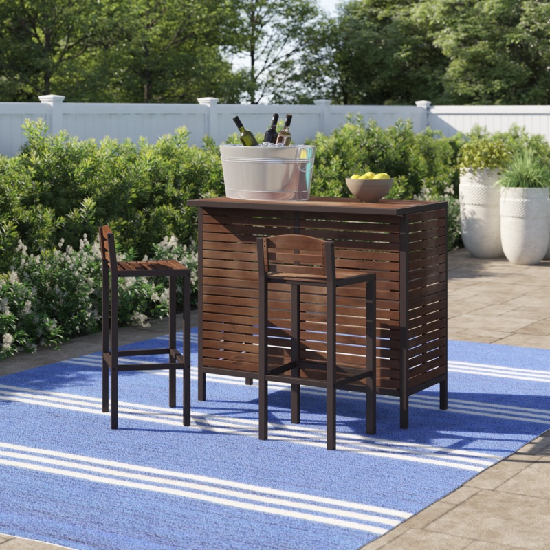 Three-Piece Outdoor Acacia Wood Bar Set