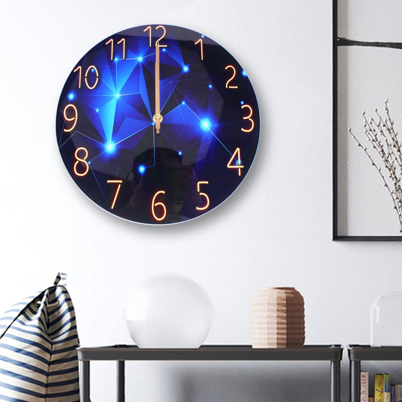 Blue Starry Round Wall-Mounted Clock