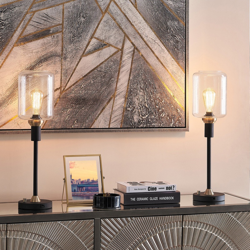 Glass Uplight Table Torchiere Lamp