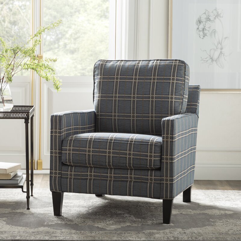 Light Blue Plaid Armchair 