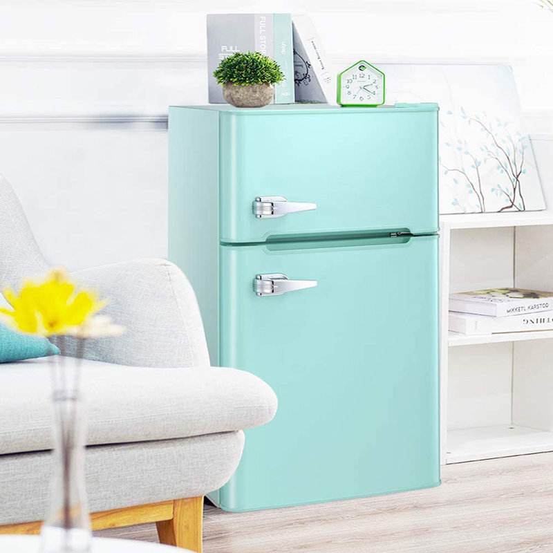 Light Green Retro Mini Fridge With Freezer