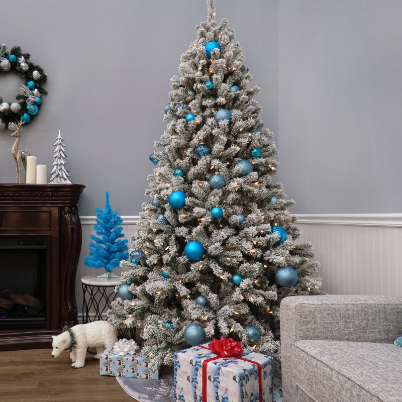 Snowy North Valley Spruce with Clear Lights