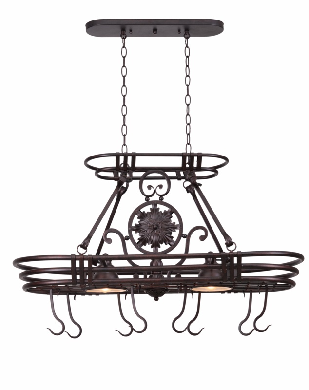 Lighted Pot Rack with Removable Centerpiece