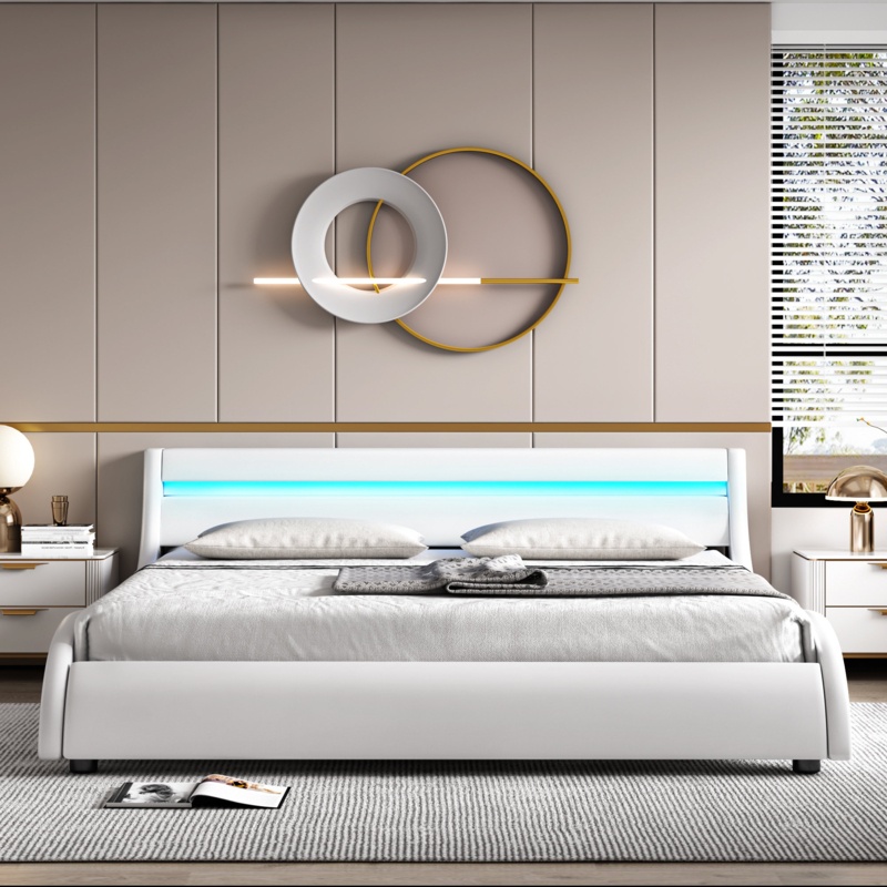 Lighted Headboard Platform Bed