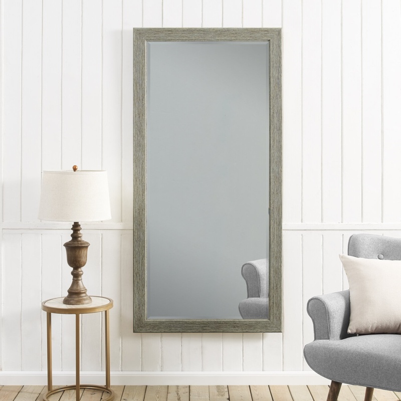 Lindberg Rectangle Full Length Mirror, Faux Wood Farmhouse Mirror, Floor Mirror