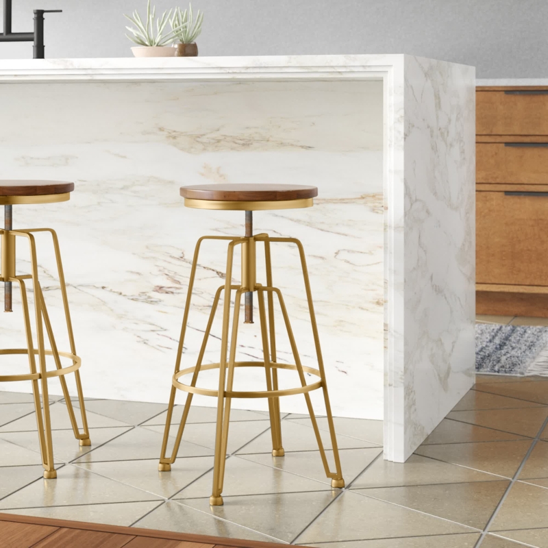 Adjustable Wood and Metal Counter Stool