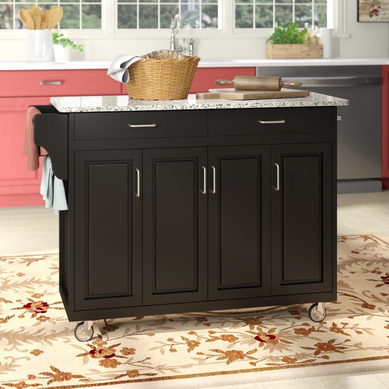 Traditional Kitchen Island with Granite Top