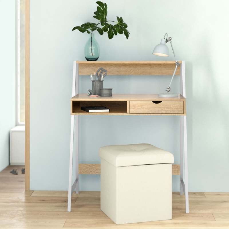 Space-Saving Writing Desk with Bookcase