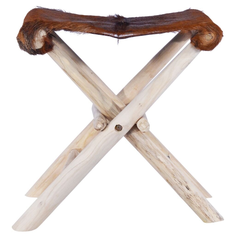 Genuine Goat Leather Folding Stool