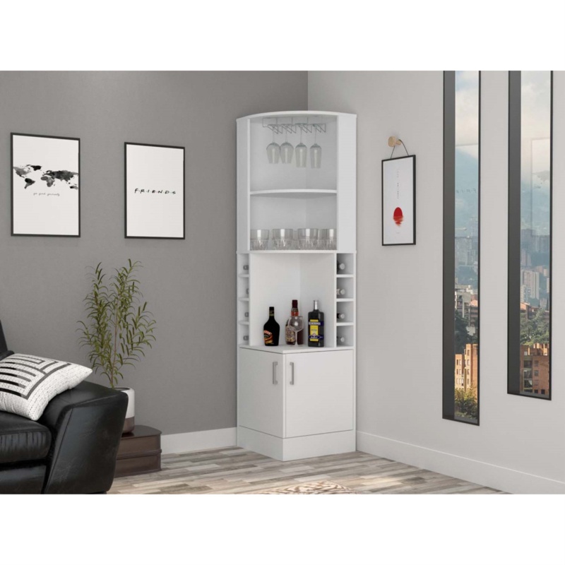Lollis Syrah Space Efficient Corner Bar Cabinet with 2-Doors