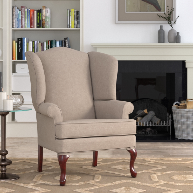 Classic Wingback Chair in Warm Cherry