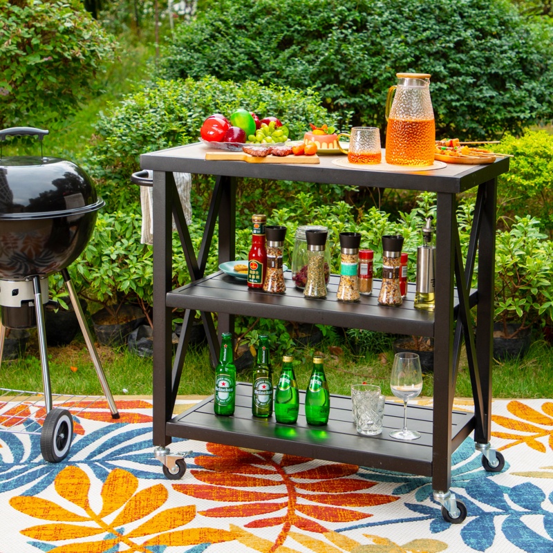 Compact Kitchen Cart with 3-Tier Shelves