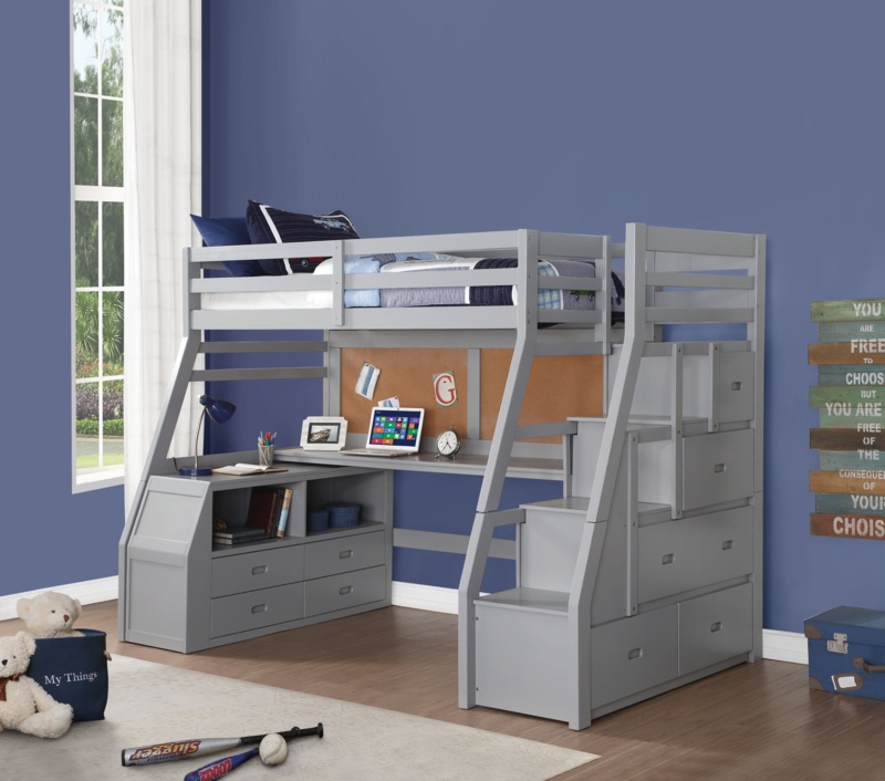 Luke Twin 9 Drawer Platforms Loft Bed with Built-in-Desk by Cozzy Design