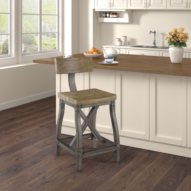 Industrial Counter Stool with Removable Back