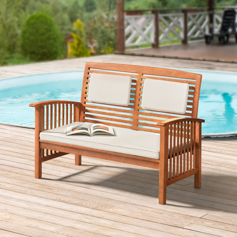 Outdoor Bench with Coordinating Cushions
