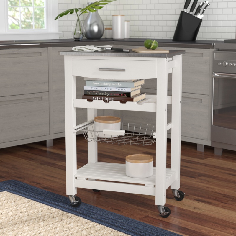 Macy 23'' Wide Rolling Kitchen Cart with Stainless Steel Top