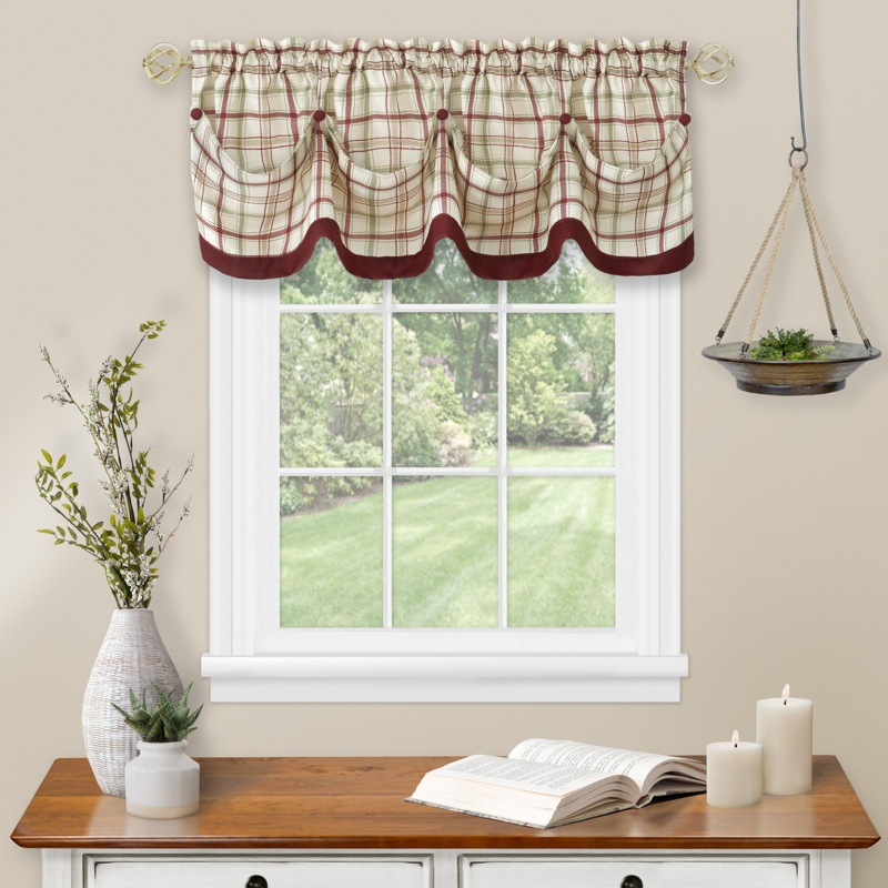 Maddy Plaid Tailored 58'' Window Valance