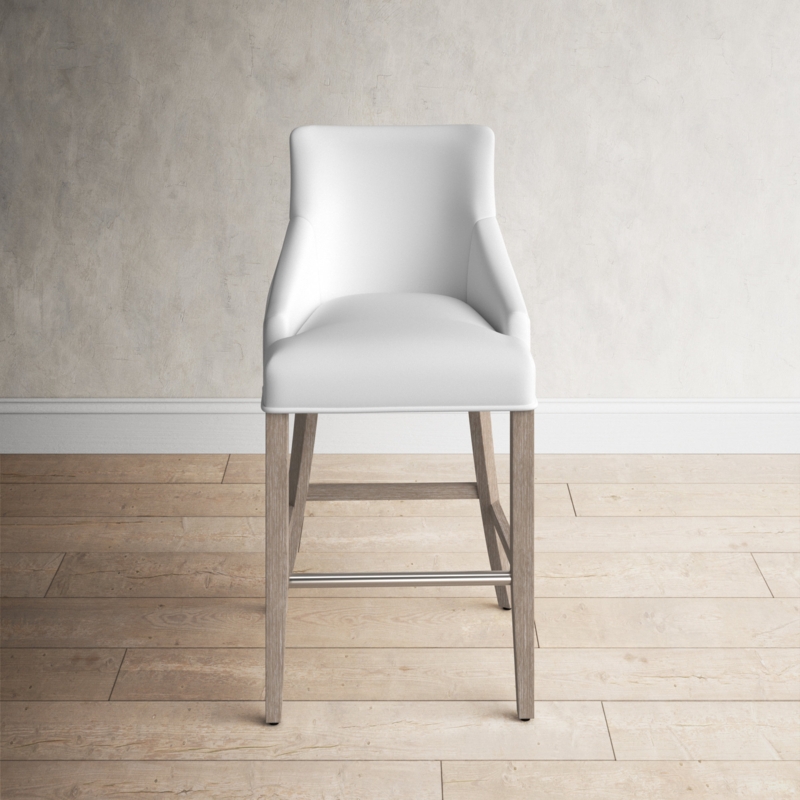 Transitional Upholstered Stool with Button-Tufted Back