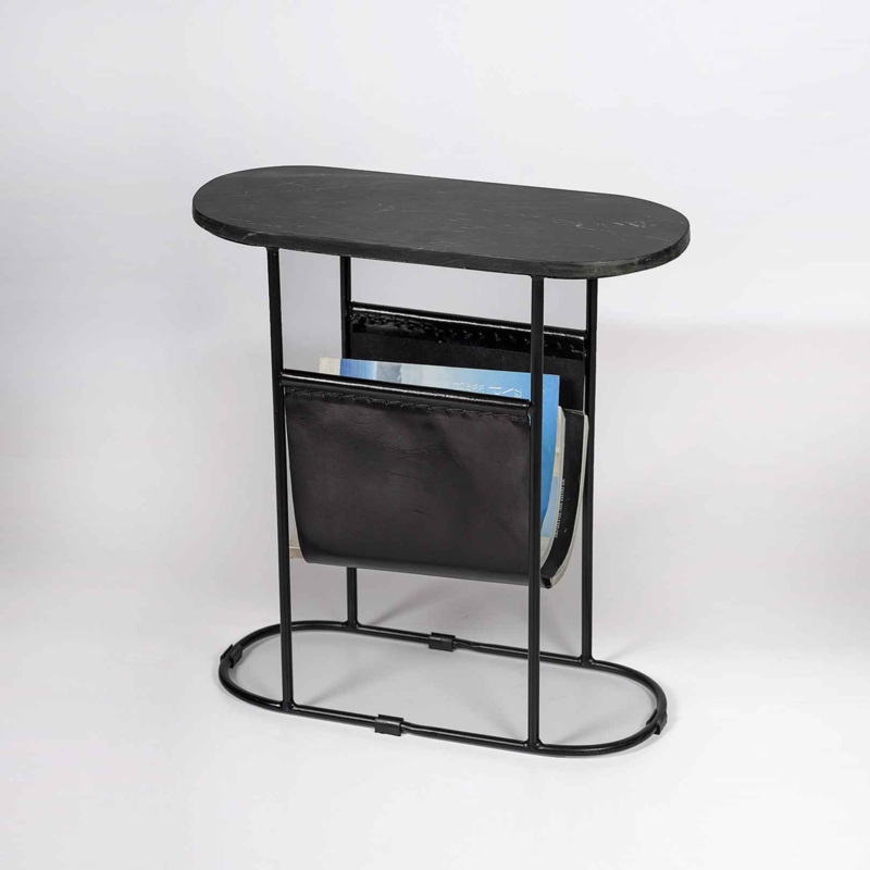 Marble Top Magazine Rack Side Table