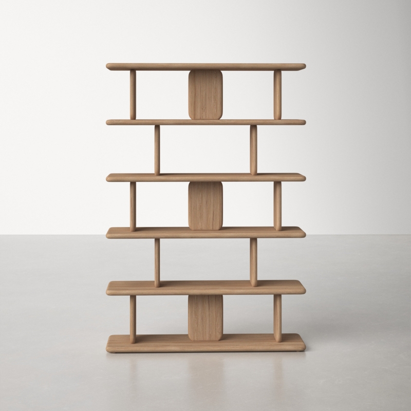 Sculptured Solid Oak Plank Shelving Unit