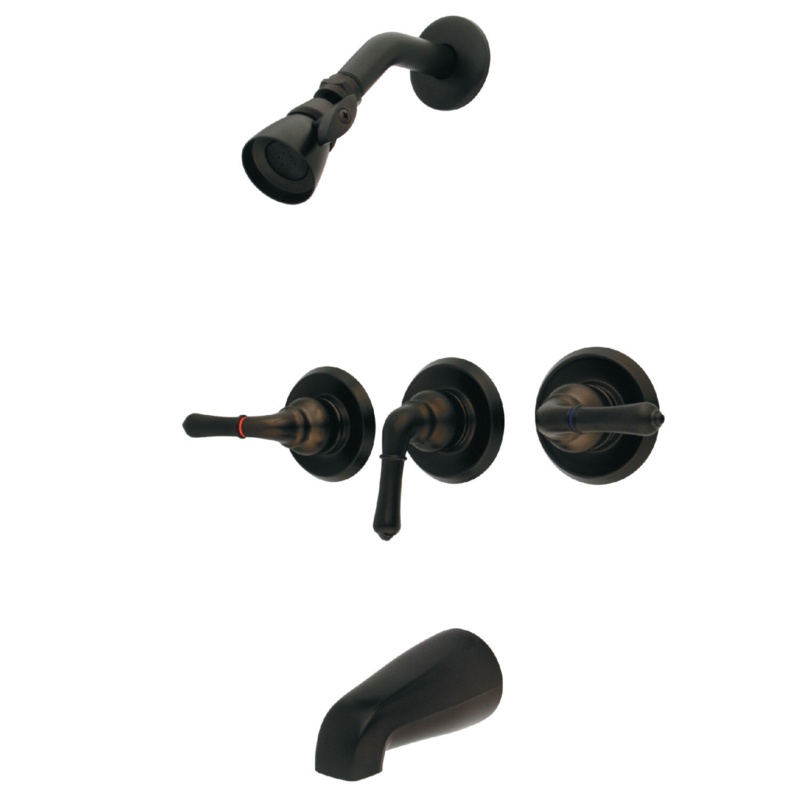 Magellan Water Saving 3-Handle Tub and Shower Faucet with Rough-in Valve, Trim, and Diverter