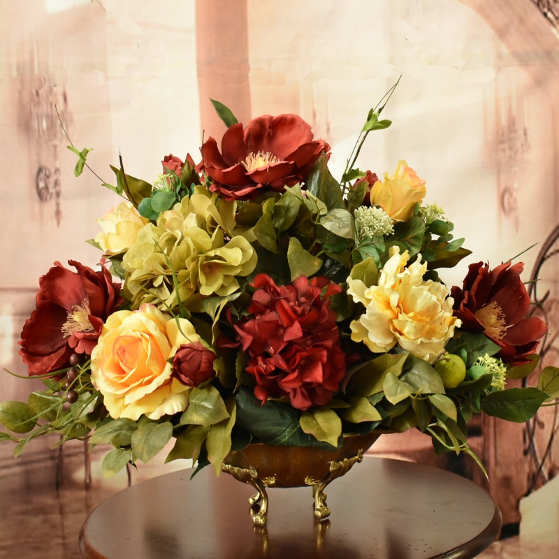 Magnolias Silk Floral Centerpiece in Bowl