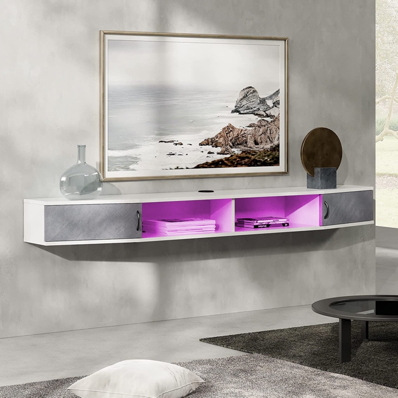 Mid-Century Modern TV Stand with LED Lights
