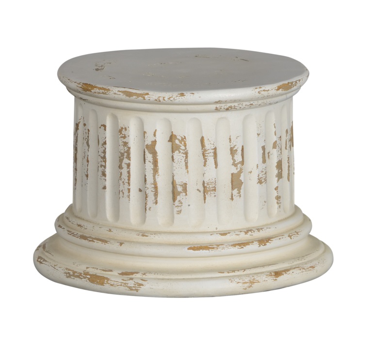 Distressed White Fluted Column Pedestal