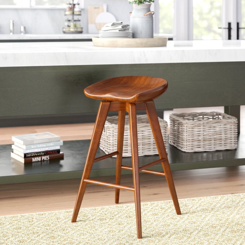 Manzer Swivel Solid Wood Bar & Counter Stool