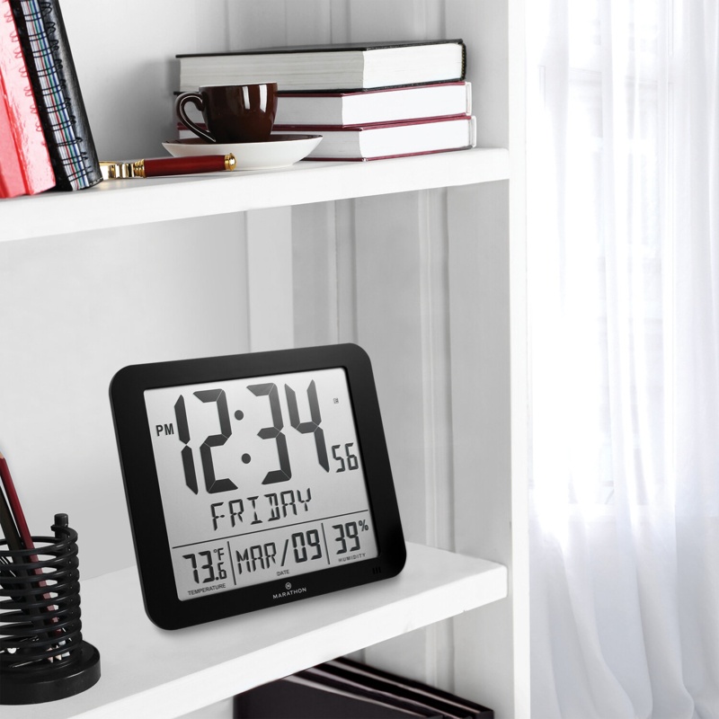 Slim Wall Clock with Temperature & Humidity