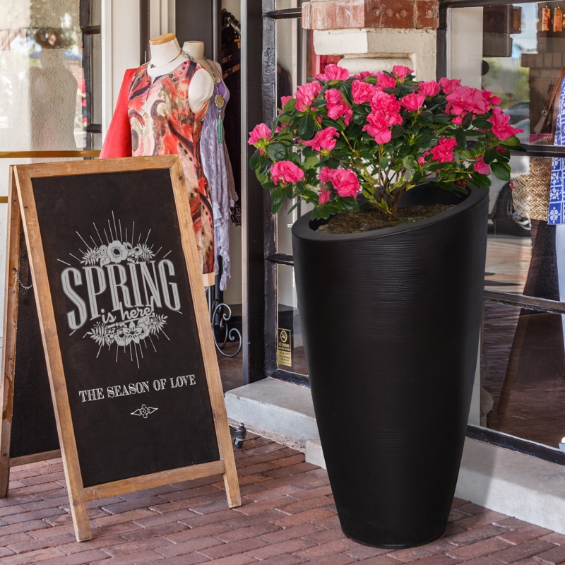 Contemporary Plastic Pot Planter with Sloped Top
