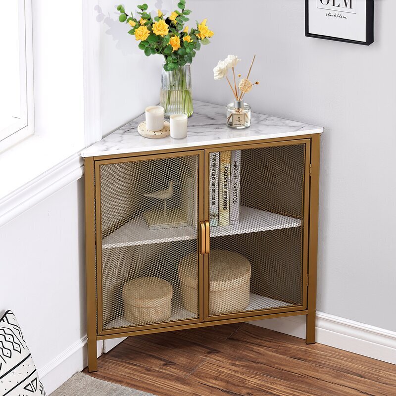 Marble top corner sofa table