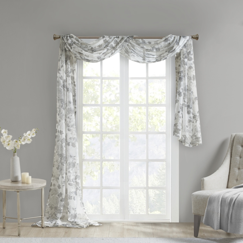 Printed Floral Voile Sheer Scarf
