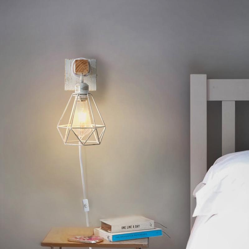 Plug-in Wall Sconce with Vintage Industrial Design