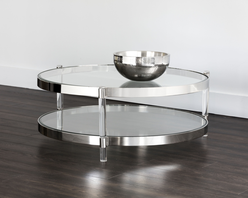 Glamorous Lucite and Glass Coffee Table