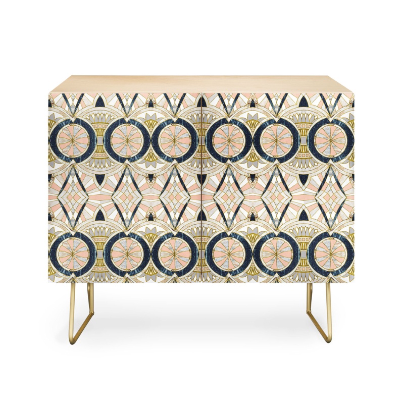 Marta Barragan Camarasa Marble Mosaic Pattern 2 Door Credenza Cabinet